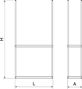 Estantería inox suspendida 1391x391x2000 mm - Imagen 2