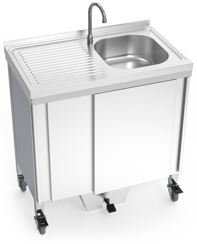Fregadero autónomo con una cubeta y escu rridor izquierda 800x500x850 mm