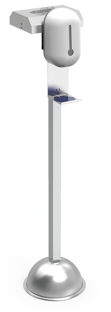 Columna con dispensador de gel hidroalcohólico y guantes