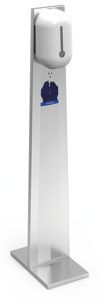 Columna de acero inox con jabonera electrónica