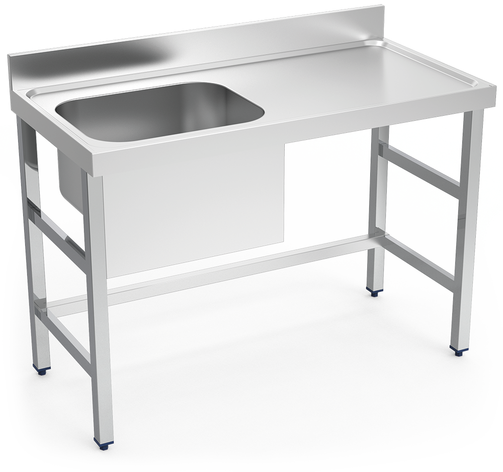 Mesa mural de Chef s/entrep. cubeta izda. 1200x600x850 mm.