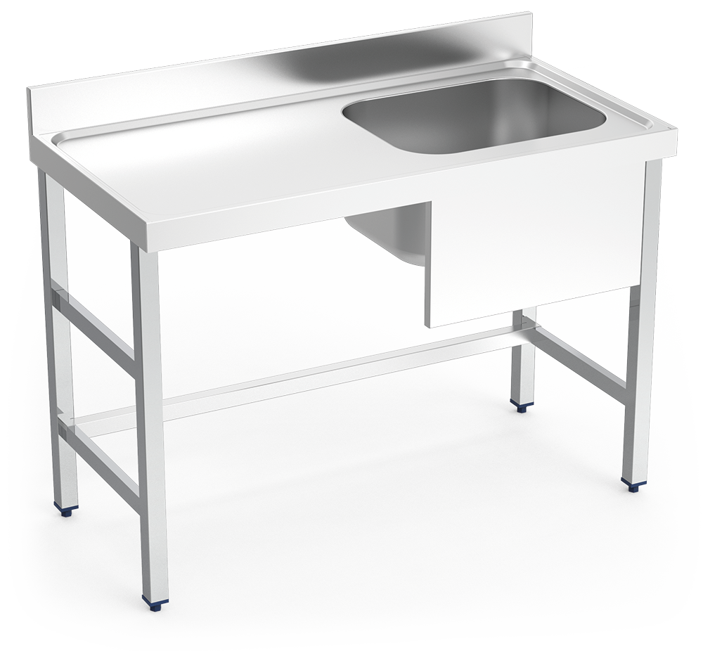 Mesa mural de Chef s/entrep. cubeta dcha. 1200x600x850 mm.