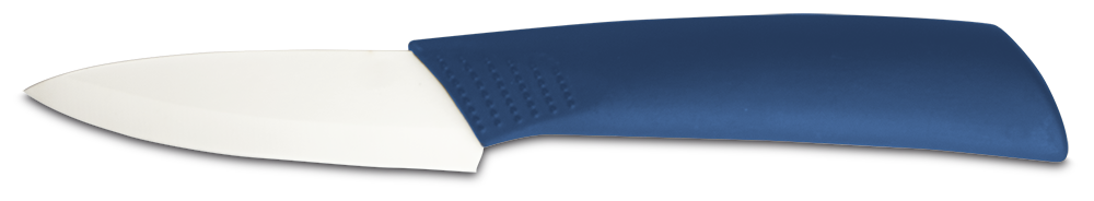 Puntilla cerámica blanca, mango azul 75 mm.
