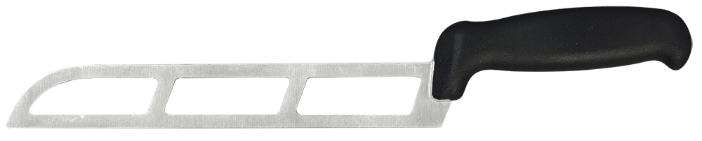Cuchillo para queso lama perforada 220x34x1,7 mm.