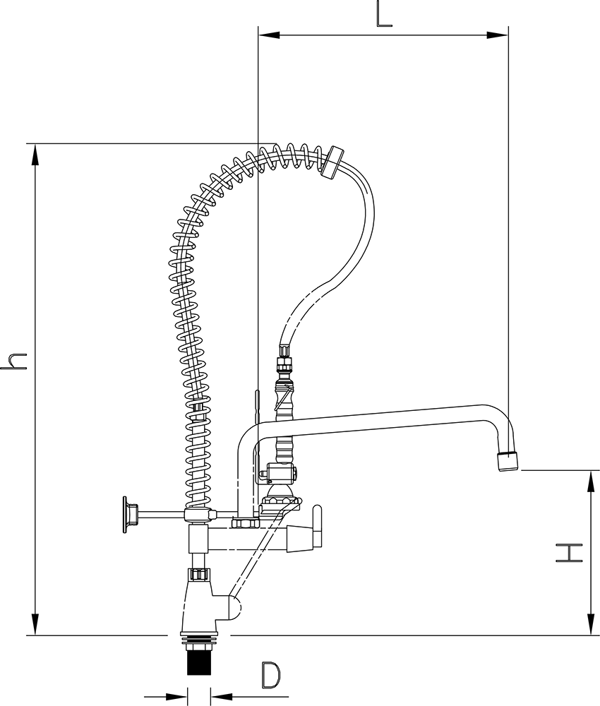 Grifo ducha extra-bajo con caño Serie MN 220x600 mm. - Imagen 2