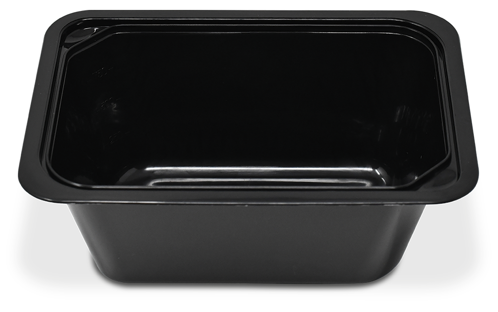 Contenedor negro Take Away rectangular con tapa