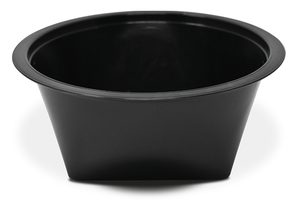Contenedor negro Take Away redondo con tapa