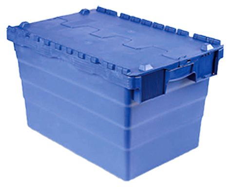Caja de reparto con tapa integrada azul 60 lts. 600x400x320 mm.